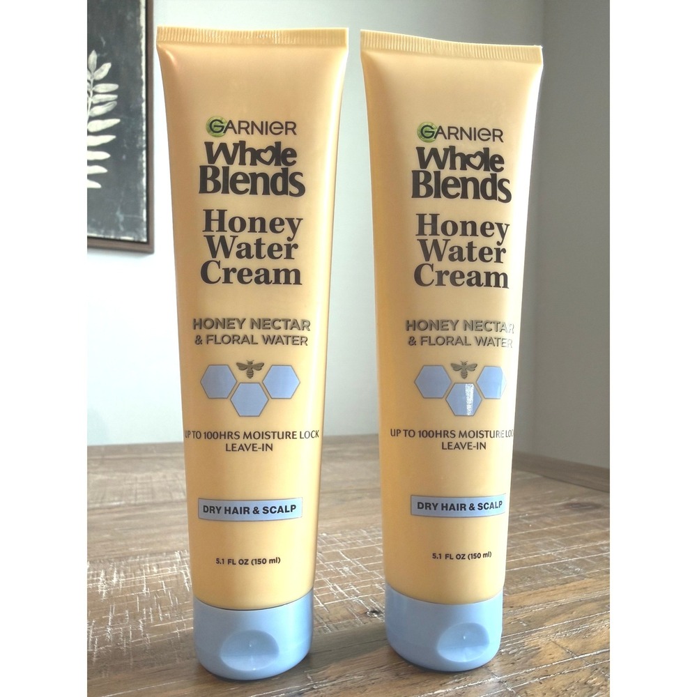 LOT NEW Garnier Whole Blends Honey Water Cream Leave-In for Dry Hair Scalp 5.1oz